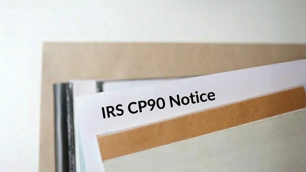 Folder containing IRS CP90 Intent to Levy